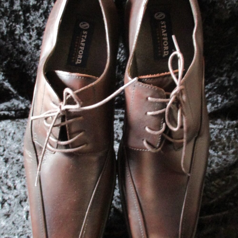 NWOB Stafford Men's Wallace Oxford Brown Lace Up Dress Business Shoes Sz. 13M